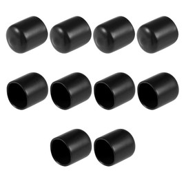 sourcing map Pack of 10 Rubber End Caps 15 mm ID Vinyl Round End Cap Cover Screw Thread Protection Black