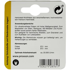 Proxxon 28761 7/64-Inch Tungsten Carbide Milling Cutter