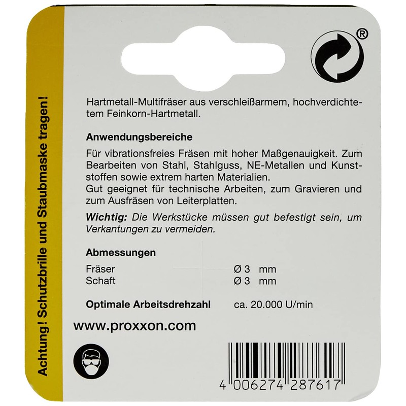 Proxxon 28761 7/64-Inch Tungsten Carbide Milling Cutter