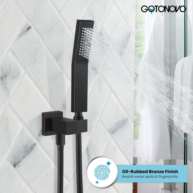 gotonovo Oil-Rubbed Bronze Solid Brass Hand Held Shower Head Wall