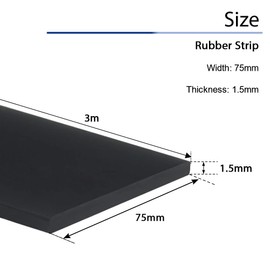 Rubber Strips, Neoprene Rubber Mat, Solid Rubber Profile Rubber Plate for Seals, Flooring Protection, Vibration Protection, Cover, DIY (75 mm x 1.5 mm x 3 m)