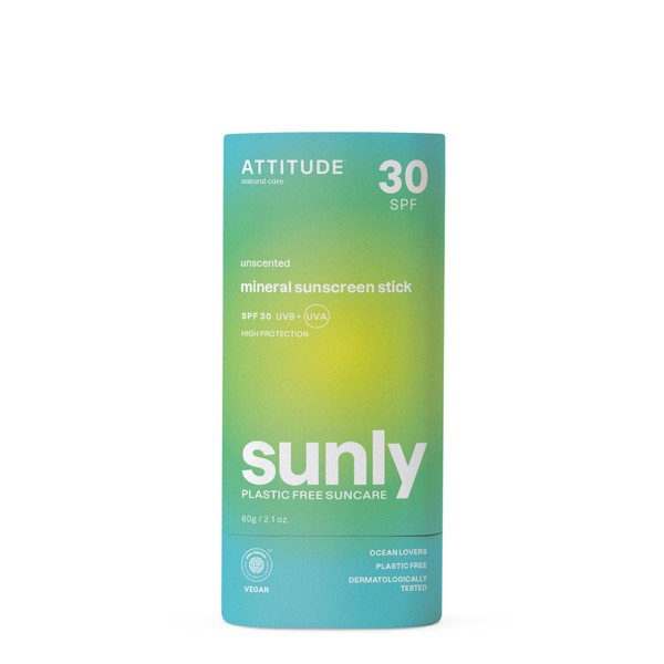 ATTITUDE Mineral Sunscreen Stick with Zinc Oxide, SPF 30, EWG
