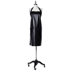 Fromm Apparel Studio Hair Stylist Apron in Black Embossed Pattern for Hair Salons, Barbers, Cosmetology Supplies - Waterproof, Chemical and Bleach Proof, Adjustable, Knee-Length Coverage, 25" x 34"