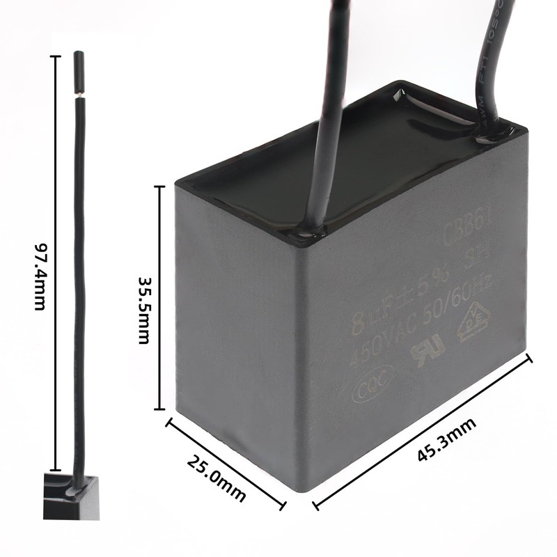 Yetaida CBB61 Ceiling Fan Capacitor, 8uf 450V AC Fan Capacitor