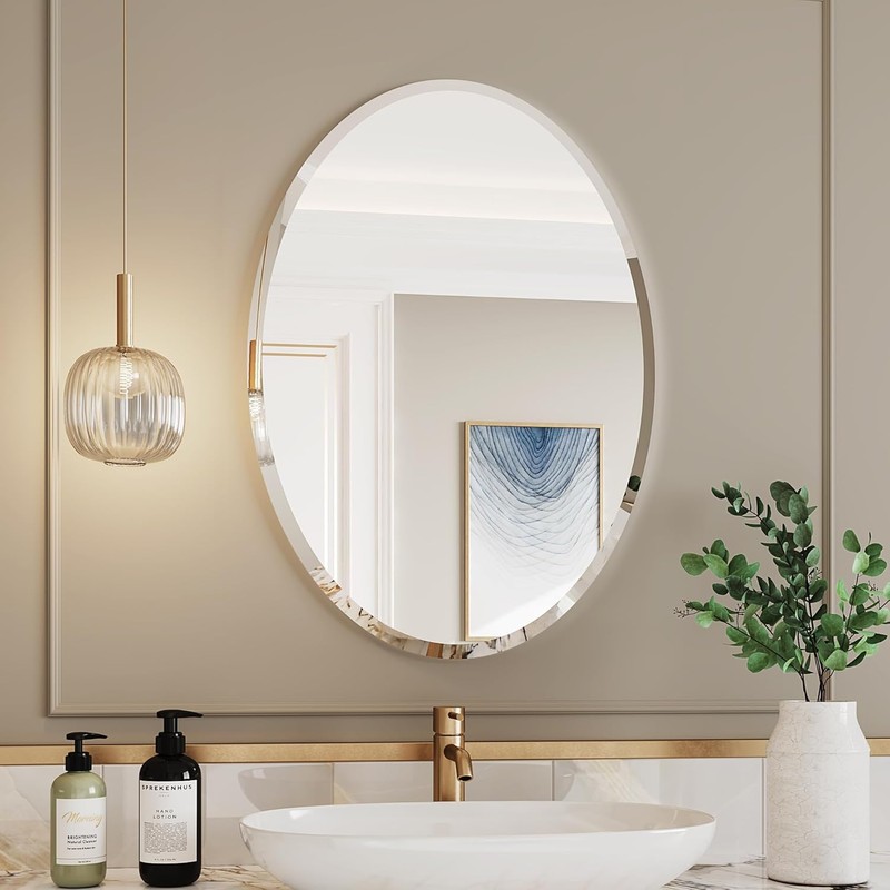 KOHROS Bathroom Mirrors for Over Sink - Oval Frameless Mirror