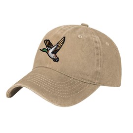 Green Duck Embroidered Baseball Cap for Men Women - Adjustable Cotton Washed Dad Hat