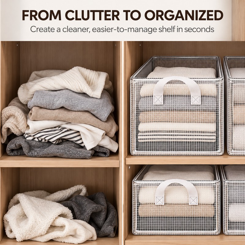 Transparent PVC Storage Box for Clothing – Foldable Steel-Frame Organizer
