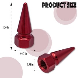 MEAJOO 4PCS Spiked Shape Tire Valve Stem Caps, Aluminum Car Air Stem Cap, Universal Dustproof Tire Valve Stem Covers for Cars, SUV, Trucks, Bikes, Motorcycles, Bicycles(Red)
