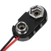 9V Battery Clip Connector I Tinned Wire Leads 150mm Black