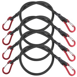 4 Pack 60cm Bungee Cords with Hooks, 8mm Bungee Straps Bungee Cords with Carabiner Clips, Bike Rack Straps Stretchable Luggage Bungee Cord, Bungee Carabiner, Carabiner Bungee Cord