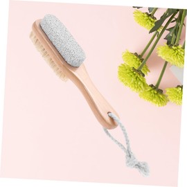 SAFIGLE 2Pcs Double Sided Callus Remover with Pumice Stone Natural Bristle Scrubber Foot Care Tool for Exfoliating Dead Skin and Smoothing Heels Comfortable Handle