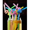 500 Pack Solid Colors Flexible Disposable Plastic Drinking Straws, Individually