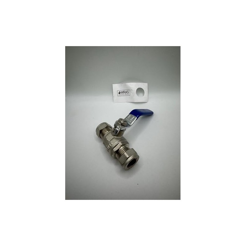15mm Lever Ball Valve with Blue Handle, WRAS Approved,Compression Ends,