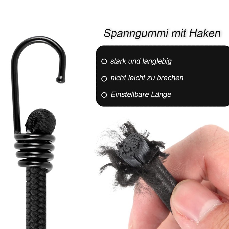 Pack of 10 Mini Rubber Tie Down Straps with Hooks
