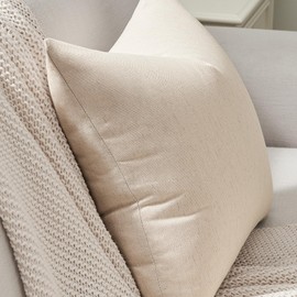 Topfinel Beige Decorative Square Throw Pillow Covers 20x20 Set of 2, Cozy Linen Burlap Square Solid Farmhouse Modern Concise Pillowcase for Sofa Couch Cushion Cover, 50x50 cm