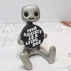 Your Anxiety Is A Lying H*e Robot Cute Tiny Robot Figure Mental Health Desk Companion Home Office Desk Buddy Relief Anxiety Gift - Color: A1