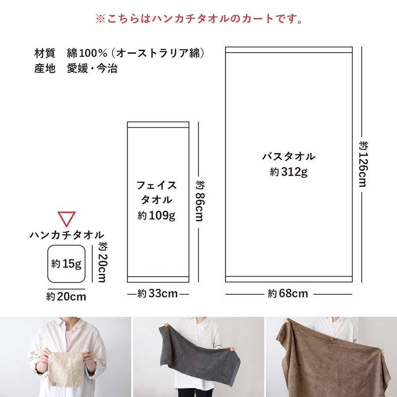 Imabari Towel Resort Hotel Style Towel Handkerchief 3 Piece Set