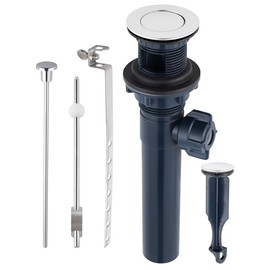 Bathroom Sink Drain with Lift Rod, Pop Up Sink Drain with Overflow, Universal Fit, Chrome Drain Stopper for Vessel Sink, Assembly for Bathroom Faucet