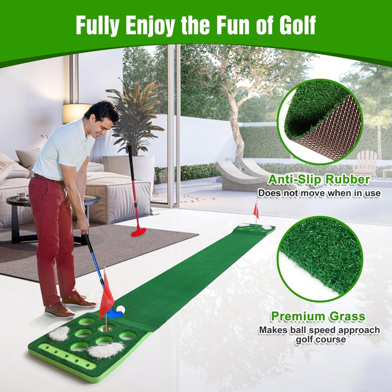 KEMLDIVS Golf Putting Game Set, Detachable Golf Putting Green Mat