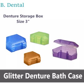 Probath Denture box Dental Denture Box GLITTER DENTURE BATH CASE Retainer Case- 3' Deep, 1/Ea - Yellow, 1/Pk