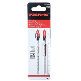 WERHE® Jigsaw Blade Wood 2379/1 - for Curve Cutting in Laminate Board and Chipboard - Wood Saw Blades for Jigsaw with T Shank Attachment - Accessories Jigsaw
