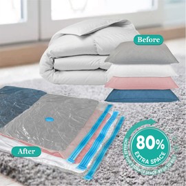 RoomiPro Space Saver Vacuum Storage Bags, 8 Jumbo Vacuum Sealer Bags with Pump, Storage Vacuum Sealed Bags for Clothing, Comforters, Blanket Storage, Bedding