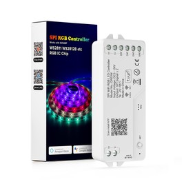 BTF-LIGHTING 2.4G WiFi DR03W RGB SPI Controller Tuya APP/Smart Life/Google Home/Alexa Control Support WS2812B WS2811 WS2815 etc Addressable LED Strip Work with WR01RF RC03RFB RF Remote