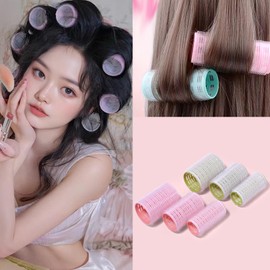 HAPVITAL Hand Winding Curler 6 Pcs Bangs Curler Bangs Magic Curler Set Hand Winding Curler Hair Roller Bangs Hair Roller Set Easy to Use (25 mm, 30 mm, 40 mm each) Hairdressing Curler for Curly Hair