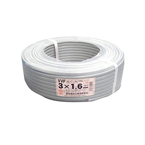 Fuji Electric Wire VVF Cable 1.6 mm x 3 Cores Sold by 3.3 ft (1.6 x 3 m) Units