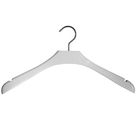 NAHANCO 23517HU Wooden Jacket Hanger, Concave, Home Use, 17", High Gloss White (Pack of 6)