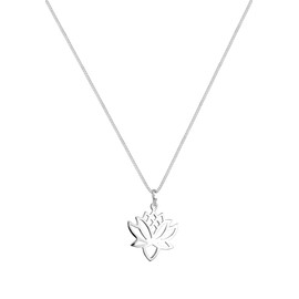Elli Women's Jewellery Necklace with Pendant Lotus Flower Talisman Silver 2.2 cm x 2.8 cm, Facet cut, No Gemstone