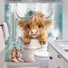 Riyidecor Funny Highland Cow Shower Curtain for Bathroom Decor 72Wx72H