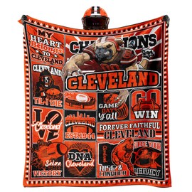KETBLNB Cleveland Gifts for Men Women, Cleveland Football Fans Flannel Blanket, Cleveland Gifts Ideas for Men Women Boys Kids Throw Blanket 60"x50"