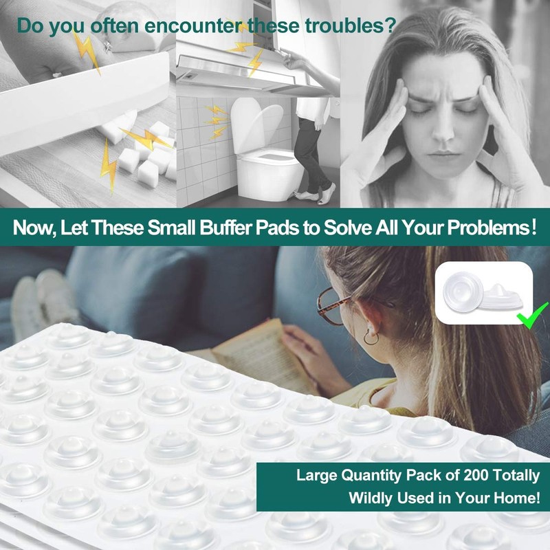 Cabinet Door Bumpers Pack of 200 Self Adhesive Bumpers Pads,