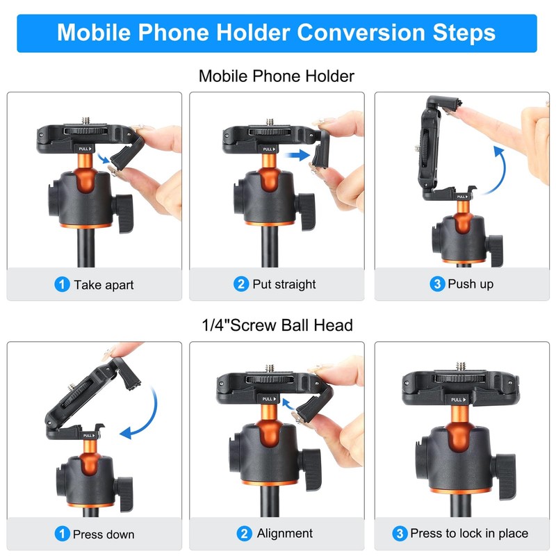 Camera Tripod, 13.7in to 55.7in Lightweight Extendable Selfie Stick Tripod