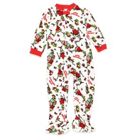 Dr. Seuss The Grinch Santa Baby Toddler Velour Holiday Sleeper (White, 6-9M)