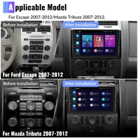 2+64G Android 13 Car Stereo for Ford Escape 2007-2012/Mazda Tribute 2007-2012 with Wireless Apple CarPlay Android Auto,9"Touchscreen Car Radio with WiFi/GPS,Bluetooth,FM/RDS,SWC,Dual USB+Backup Camera