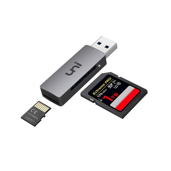 SD Card Reader, uni USB 3.0 SD Card Adapter High-Speed Micro SD Memory Card Reader Support SD/Micro SD/TF/SDHC/SDXC/MMC/UHS-I Card Compatible with Mac, Win, Linux, PC, Laptop, Chromebook, Camera
