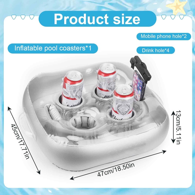 HA BIN Floating Drink Holder, Inflatable Floating Pool Drink Holder