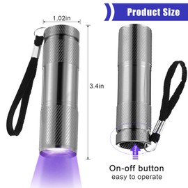 Roceei 10 Pieces UV Blacklight Flashlights, LED Light, Handheld Blacklight, Mini Torch Detector, Portable UV Flashlight for Pets(Purple Light in Grey Color)