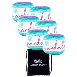 Lion Brand Mandala Nifflers 525-235 (6-Skeins - Same Dye Lot) DK Light Worsted #3 Acrylic Yarn for Crocheting and Knitting with Project Bag