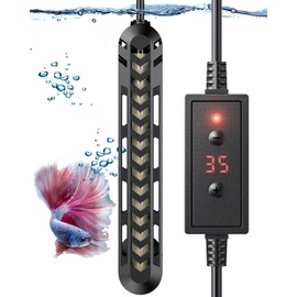 Pawfly Submersible Aquarium Heater 75 W Betta Fish Tank Heater Adjustable Electronic Heating Rod with Thermostat Overheating Protection and Protective Cover for 10-20 Gallon Fish Tanks