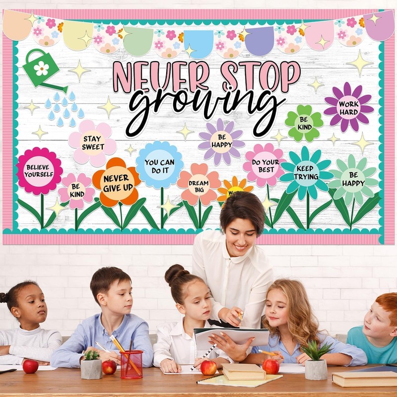 Spring Never Stop Growing Bulletin Board Classroom Decoration Grow Flower