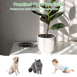 yeesport 3 Pcs Plant Pot Grid with Center Cutout, 11.8 inch Cuttable Pot Grid Cover, Gardening Flower Soil Protectors, Cat Pets Animals Digging Stoppers