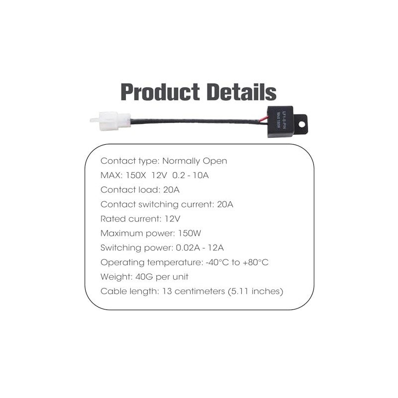 Pack of 2 LED Indicator Relay 12 V 2 Pin,