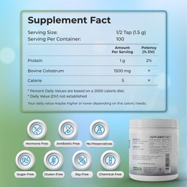 WELLNESS EXTRACT Colostrum Powder 100% All Natural Bovine | Maximum Strength | 150g | Absorbs Readily | Properties of Anti-Aging, Immune, Metabolic, & Other Essential Factors