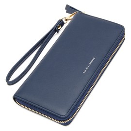 VOCUS Womens Wallet RFID Blocking Zip Around Wallet PU Leather Large Travel Long Purse Credit Card Holder with Wristlet
