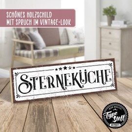TypeStoff HS-00525 Wooden Sign with Saying - Sternküche - Vintage Look with Quote as Gift and Decoration
