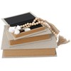 DECOR4SEASON Modern Linen and Wood Decorative Faux Book Boxes Set
