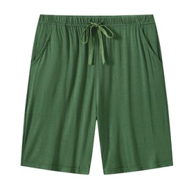 Mens Pajama Pants Short Modal Pajama Bottom Lounge Sleepwear Knit (Green, XL)